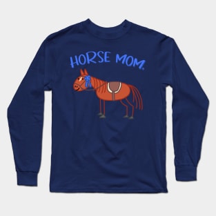 Horse Mom - Cute English Chestnut Horse Doodle Long Sleeve T-Shirt